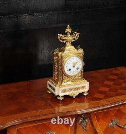 Antique French Ormolu and White Marble Louis XVI Clock