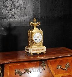 Antique French Ormolu and White Marble Louis XVI Clock