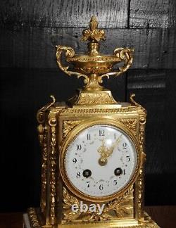 Antique French Ormolu and White Marble Louis XVI Clock