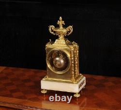 Antique French Ormolu and White Marble Louis XVI Clock