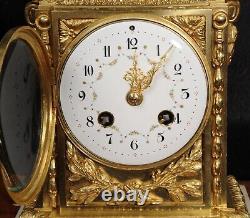 Antique French Ormolu and White Marble Louis XVI Clock