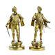 Antique French Pair Of 2 Gilt Bronze Sculptures Knights Louis Xv Style 19th C