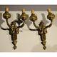 Antique French Pair Of Bronze Wall Sconces 2 Lights Louis Xvi Style Home Decor