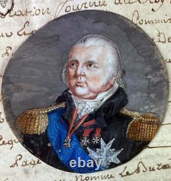 Antique French Portrait Miniature, France's King Louis XVIII (1755-1824) Uniform