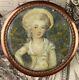 Antique French Portrait Miniature Jewelry, Grand Tour Souvenir Louis Xvi Girl