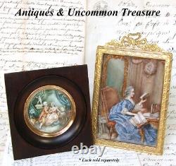 Antique French Portrait Miniature, Louis XV Mistress Madame Pompadour Interior