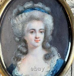 Antique French Portrait Miniature of King Louis XVI's Sister, Miss Elizabeth