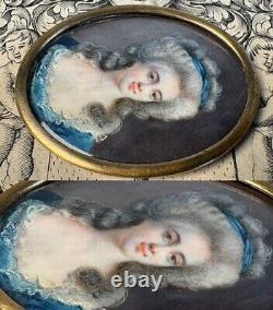 Antique French Portrait Miniature of King Louis XVI's Sister, Miss Elizabeth