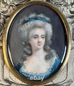 Antique French Portrait Miniature of King Louis XVI's Sister, Miss Elizabeth