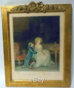 Antique French Print Engraving Louis Bonnet 1785 BOW KNOT Gold FRAME Rococo