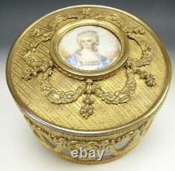 Antique French Queen Marie Antoinette Roses Bronze Ormolu Cut Crystal Hinged Box