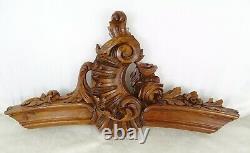 Antique French Rococo Hand Carved Wood Walnut Pediment Shell Louis XV Style