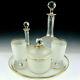Antique French Saint Louis Acid Etched Cameo Glass Decanter Set, Tray & Goblets