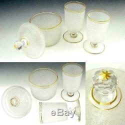 Antique French Saint Louis Acid Etched Cameo Glass Decanter Set, Tray & Goblets
