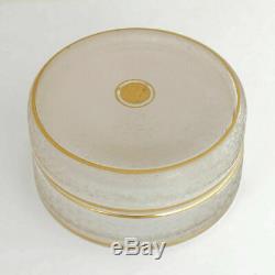 Antique French Saint Louis Acid Etched Cameo Glass Vanity Powder Jar Trinket Box