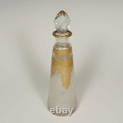 Antique French Saint Louis Acid Etched Glass Perfume Bottle Gold Gilt Empire
