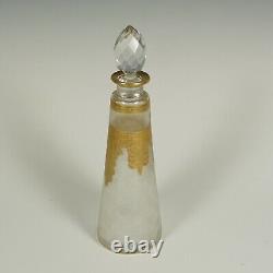 Antique French Saint Louis Acid Etched Glass Perfume Bottle Gold Gilt Empire