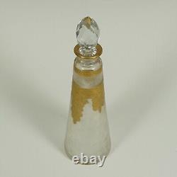 Antique French Saint Louis Acid Etched Glass Perfume Bottle Gold Gilt Empire