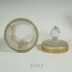 Antique French Saint Louis Acid Etched Glass Powder Jar Vanity Trinket Box