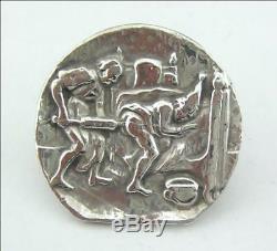 Antique French Satirical Solid Silver Button C1700 Louis XIV