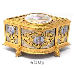 Antique French Serves Louis XVI Style with porcelain plaques Jewelry Casket BOX