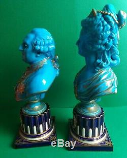 Antique French Sevres Porcelain Busts of Louis XV1 and Marie Antoinette