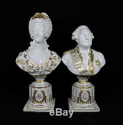 Antique French Sevres Porcelain Busts of Louis XVI and Marie-Antoinette