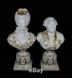 Antique French Sevres Porcelain Busts of Louis XVI and Marie-Antoinette