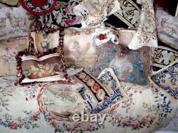Antique French Silk Embroidery on Silk, Louis XVI Baskets & Flowers 10 ft Long