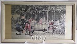 Antique French Silk Tapestry Louis Leloir Liabilities 1878 Framed 15.25x8.5