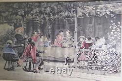 Antique French Silk Tapestry Louis Leloir Liabilities 1878 Framed 15.25x8.5