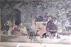 Antique French Silk Tapestry Louis Leloir Painting Wood Framed 15.25x8.5