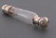 Antique French Silver 800 And Vermeil Engraved Crystal Liquor Flask 19 Th C