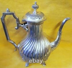 Antique French Silver Plated Coffee Pot Teapot Hallmarked Louis XV Style 19th