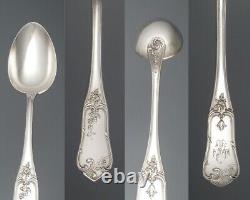 Antique French Silver Plated Flatware Set, Boulenger, Flowers and Leaves, 24 pcs