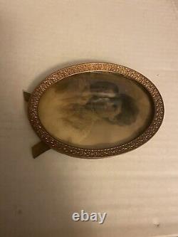 Antique French Small Gilt Bronze Photo Frame Ornate Louis XVI 19th Gold w Photo