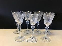 Antique French St. Louis Cristal Crystal Set of 7 Wine Glasses