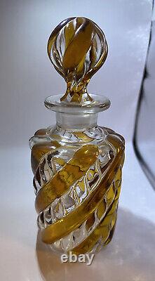 Antique French St Louis Glass Serpentine Amber Large 7 Vanity Bottle c 1900