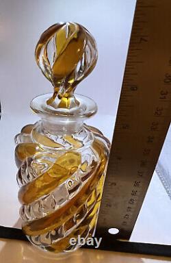 Antique French St Louis Glass Serpentine Amber Large 7 Vanity Bottle c 1900
