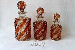 Antique French St Louis Sepentine amber vanity set, very rare, c 1900