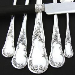 Antique French Sterling Silver 71pc Flatware Set, Louis XV or Rococo Pattern