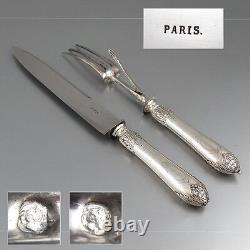 Antique French Sterling Silver Clad Carving Set, Fork Knife, Louis Coignet Paris