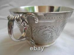 Antique French Sterling Silver Coffee Cup & Saucer, 19th Century