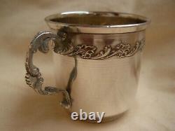 Antique French Sterling Silver Coffee Cup & Saucer, Early 20th Century