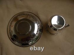 Antique French Sterling Silver Coffee Cup & Saucer, Early 20th Century