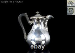 Antique French Sterling Silver Coffee Pot, Veyrat, 1838-1840 King Louis-Philippe