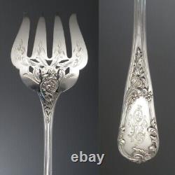 Antique French Sterling Silver Fish Serving Fork Louis XV Style Leontine Compère
