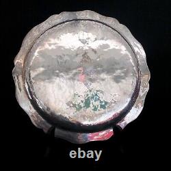 Antique French Sterling Silver Hammered Plate Round Dish Louis XV Style 19th C