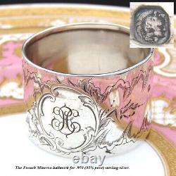 Antique French Sterling Silver Napkin Ring, Louis XIV or Rococo Style, 31gm