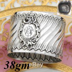 Antique French Sterling Silver Napkin Ring, Louis XV or Rococo Pattern, GV